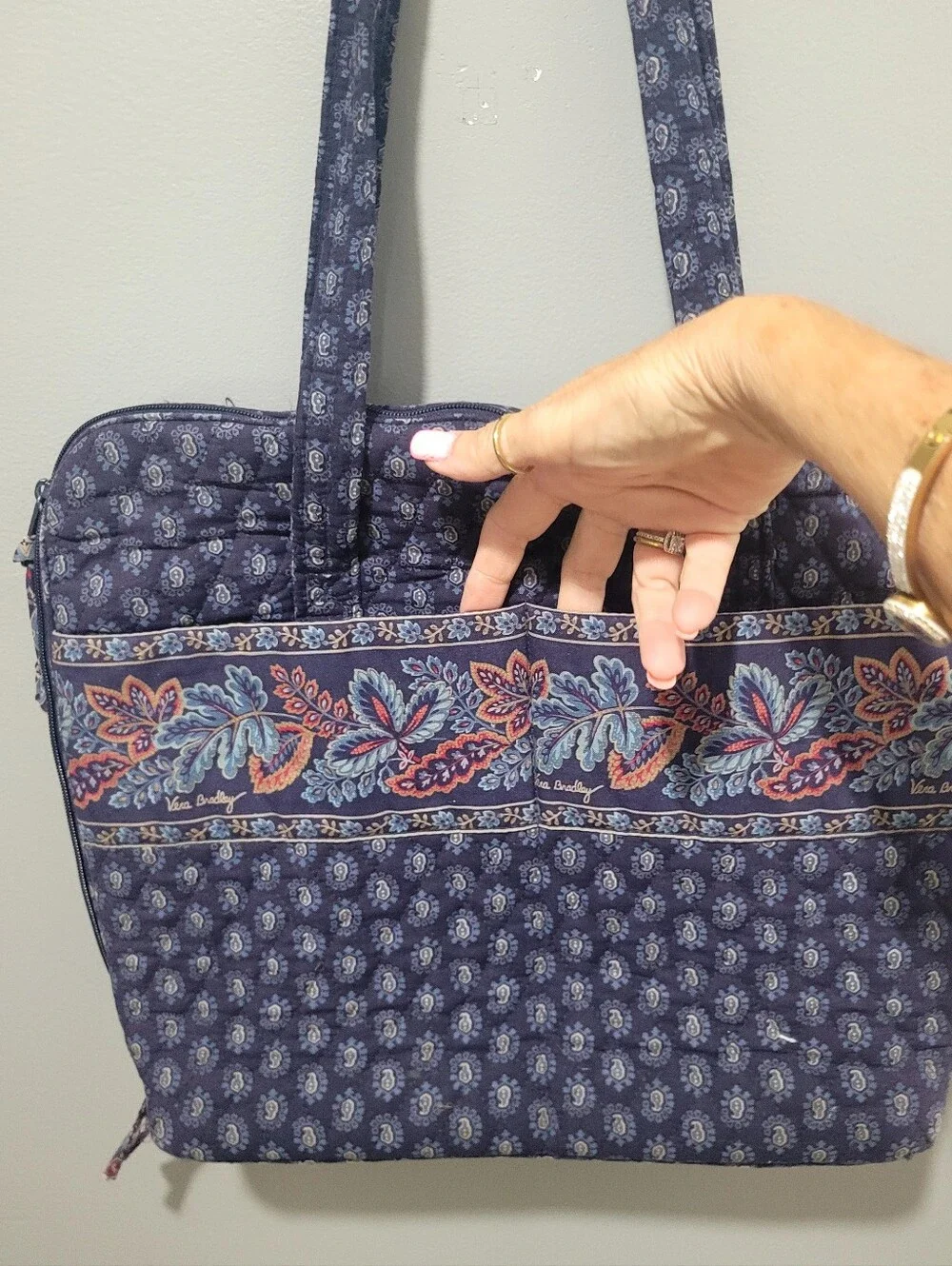Vera Bradley Quilted Blue Paisley Briefcase 15x12
